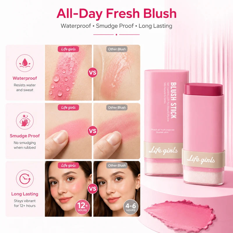 3-in-1 Cream Blush Stick for Cheeks, Lips, and Eyes - 5