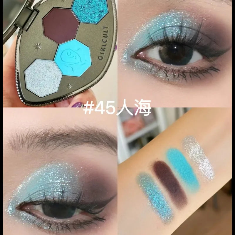 4-Color Chameleon Shimmer Eye Shadow Palette - 3