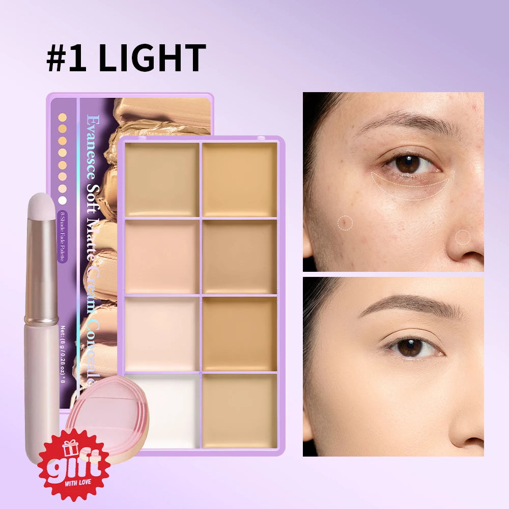 8-Color Professional Cream Concealer and Contouring Palette - 20
