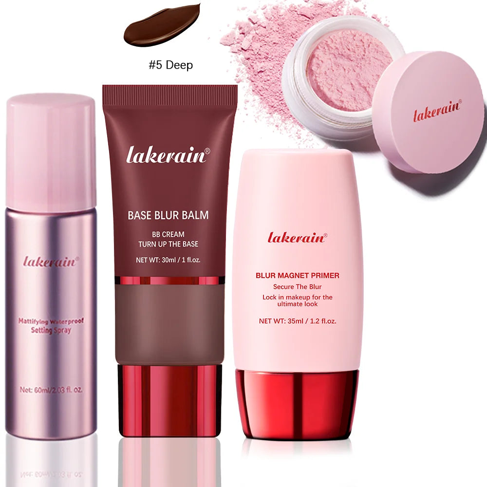4-Piece Long-Lasting Waterproof Makeup Base and Setting Set - 28