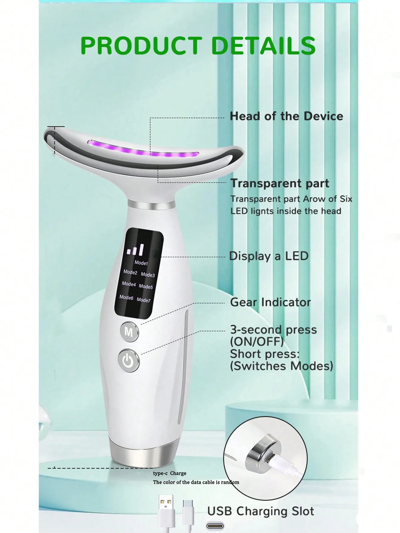 7-Color LED Face and Neck Skin Tightening Device - 4