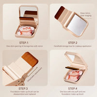 Portable Traceless Makeup Brush and Puff Case with Mirror