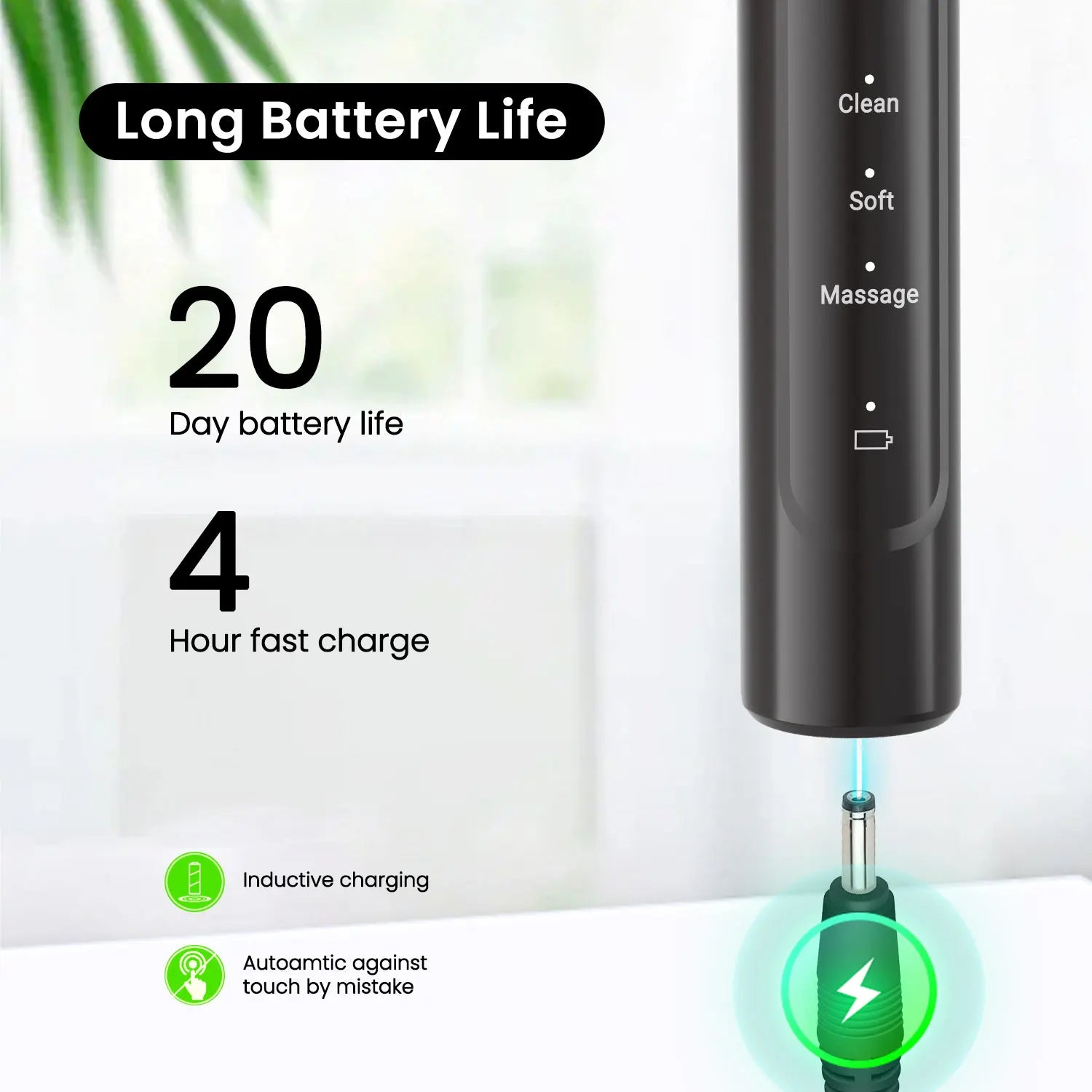 Rechargeable Electric Toothbrush with 4 Replacement Heads - 15
