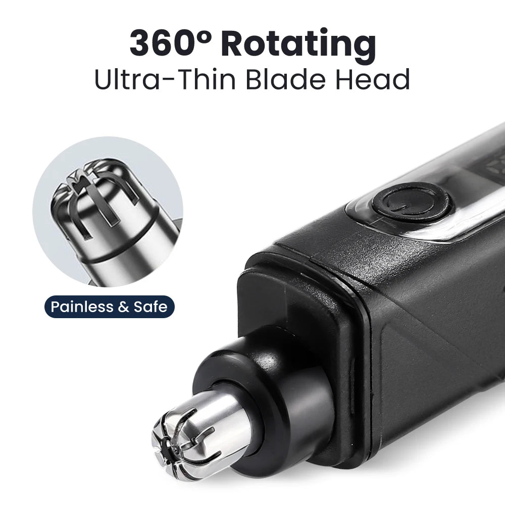 Electric Rechargeable Nose and Ear Hair Trimmer with LED Display - 4