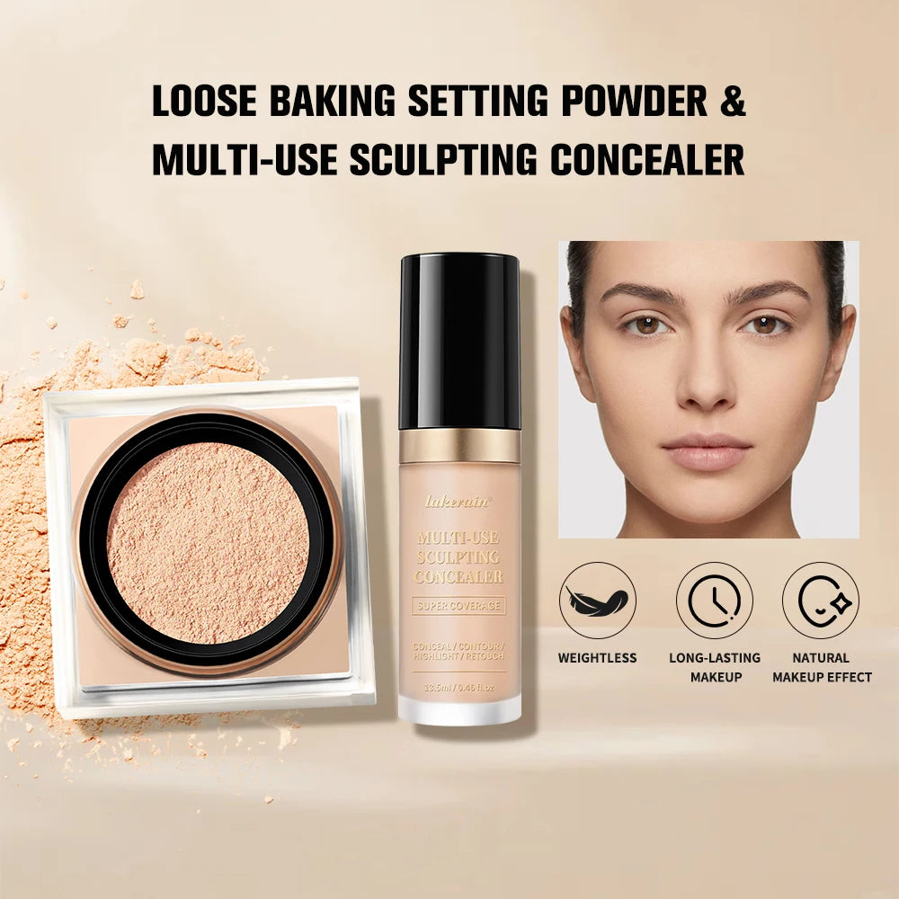 Matte Concealer and Setting Powder Makeup Set - 7