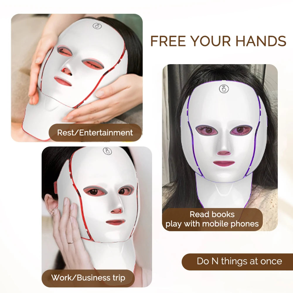 7-Color Wireless LED Photon Facial and Neck Mask - 14