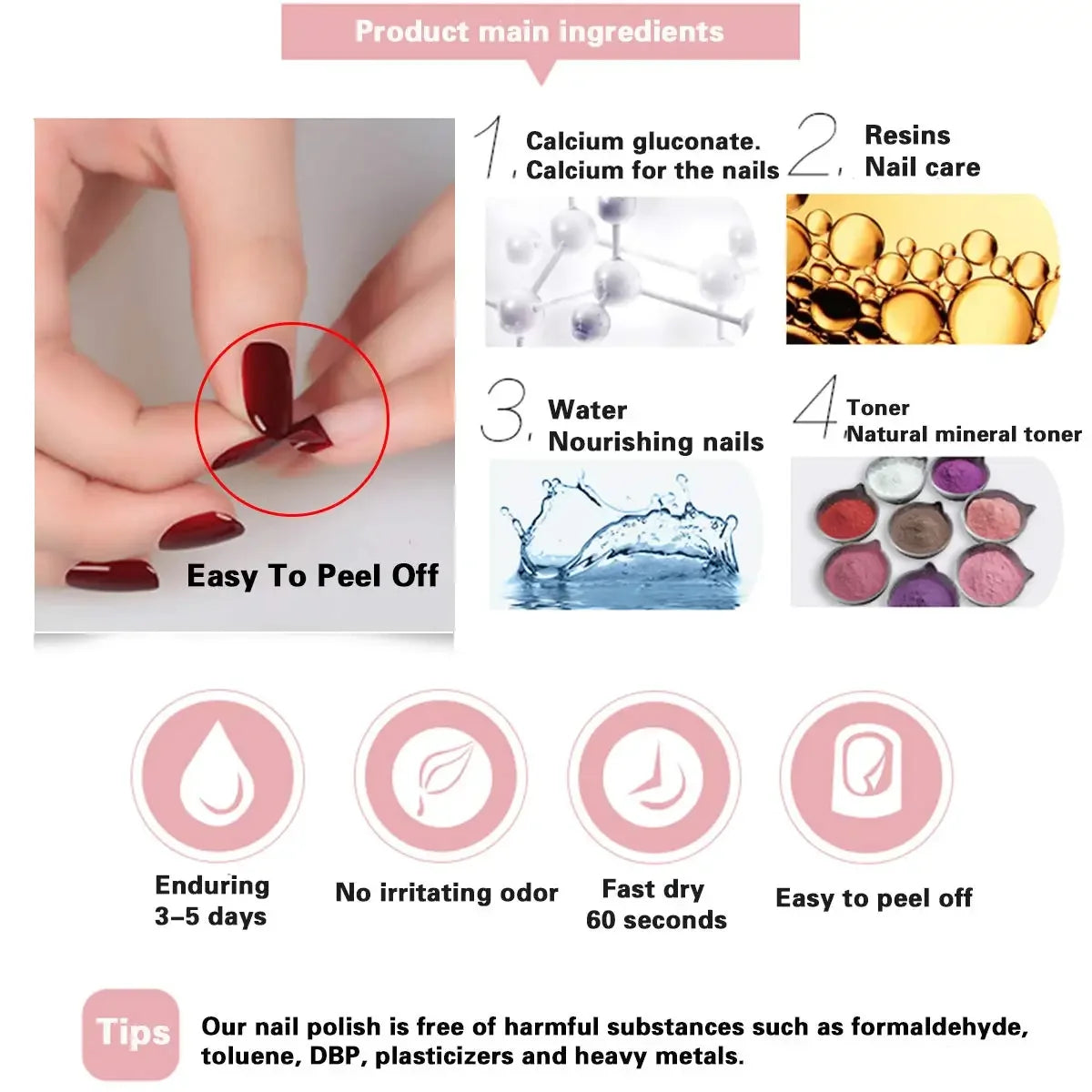 10-Piece Quick-Dry Peelable Nail Polish Set - 5