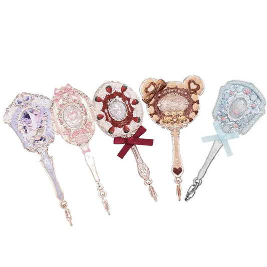 Decorative Mini Handheld Makeup Mirror Keychain
