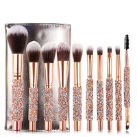 10-Piece Diamond Studded Professional Makeup Brush Set