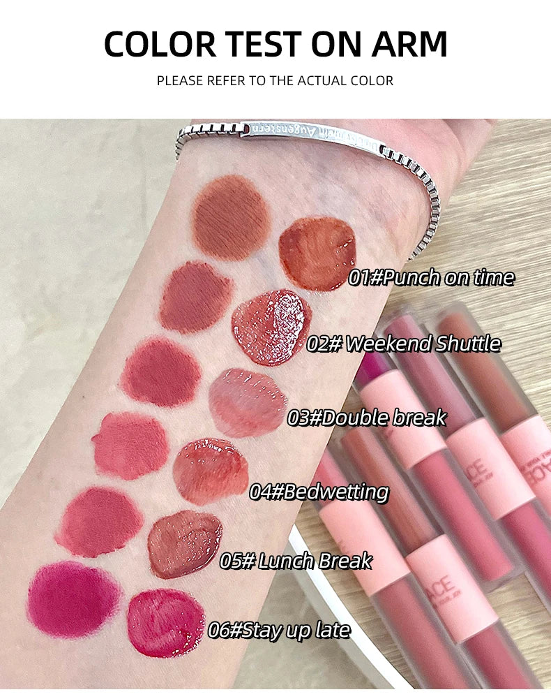 Dual-Ended Long-Lasting Matte & Glossy Liquid Lipstick - 10