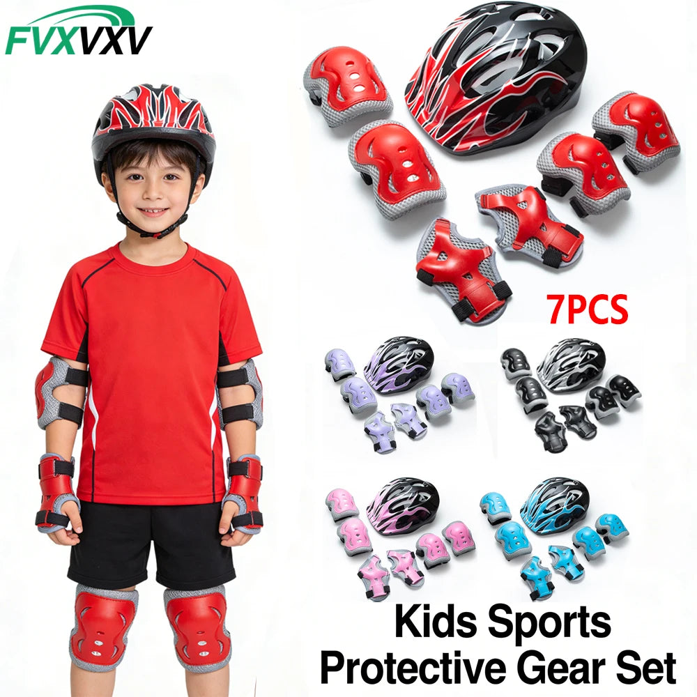 Kids Adjustable Protective Helmet and Safety Gear Set