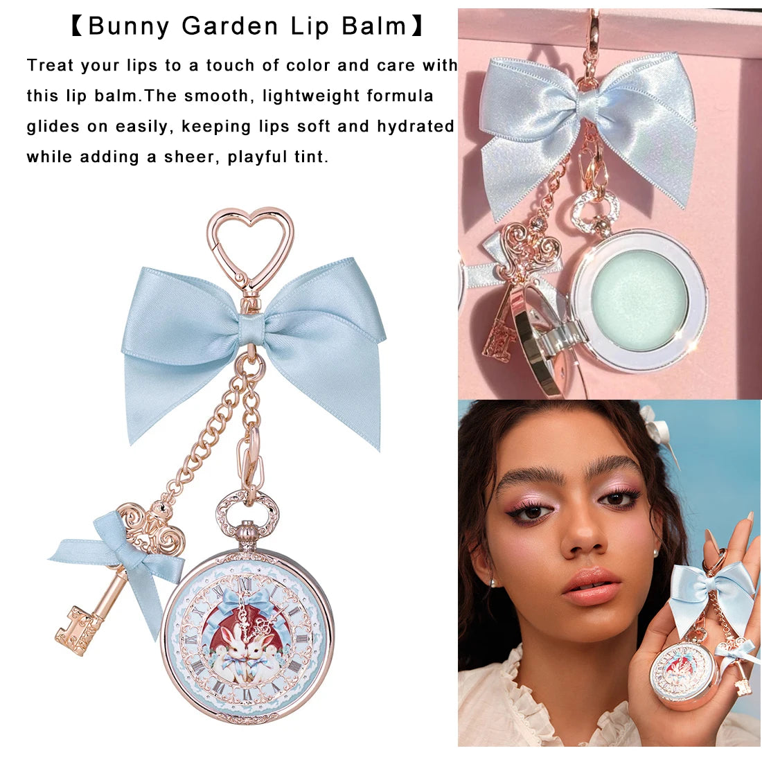 Portable Heart Waffle Makeup Powder & Solid Perfume Keychain - 18
