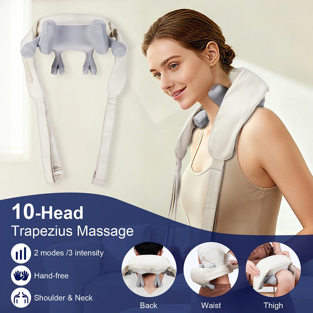 10-Head Cordless Deep Tissue Neck and Trapezius Massager - 8