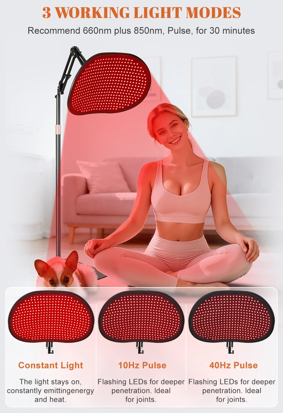 Red Light Therapy Floor Lamp for Pain Relief and Skin Care - 11