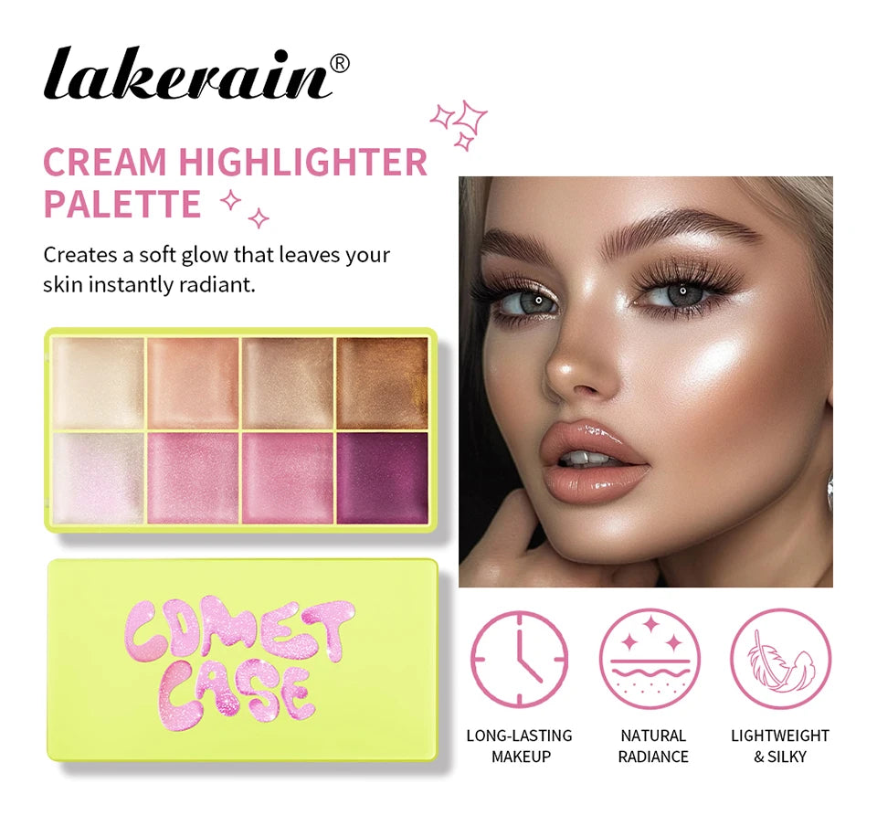 8-Color Cream Blush and Highlighter Makeup Palette - 9