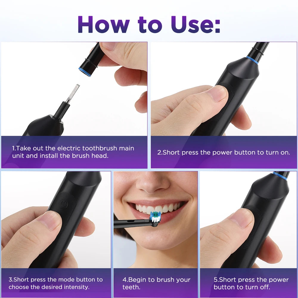 Rechargeable Rotary Electric Toothbrush with 4 Heads - 24