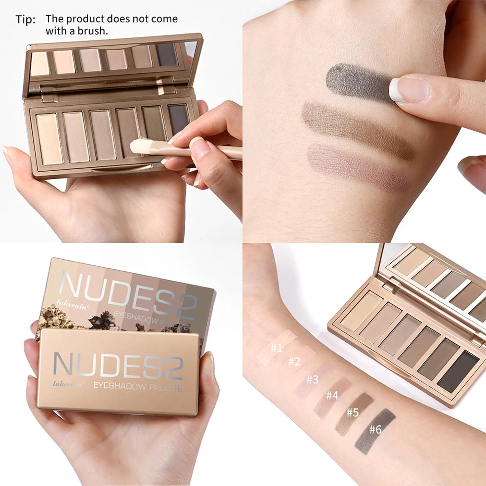 6-Color Matte Eyeshadow Palette for Neutral Nude Looks - 16