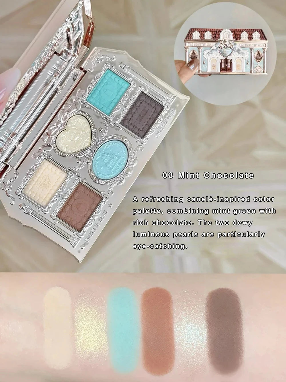 6-Color Eyeshadow Palette with Matte and Shimmer Finishes - 10