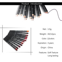 12-Piece Waterproof Matte Lip Liner Pencil Set