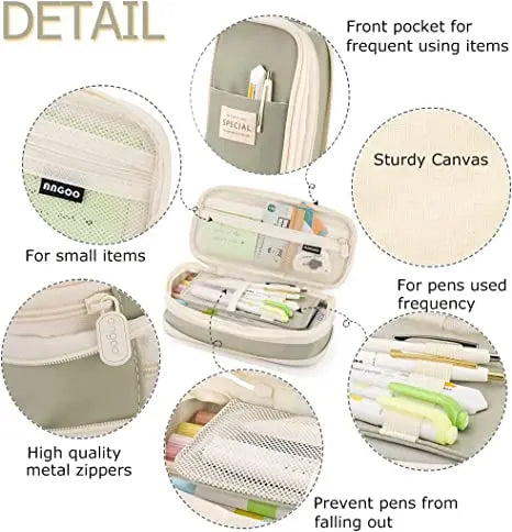Large Capacity Double Layer Kawaii Pencil Case for Students - 8