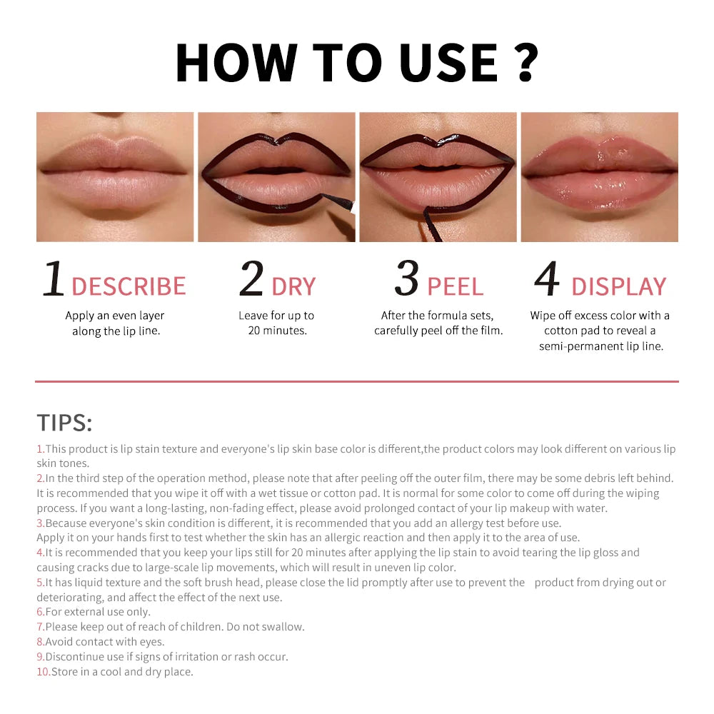 Waterproof Peel-Off Lip Liner Tattoo Stain - 6