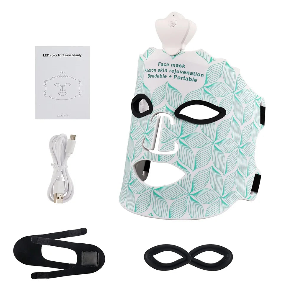 7-Color LED Photon Therapy Silicone Facial Mask - 28