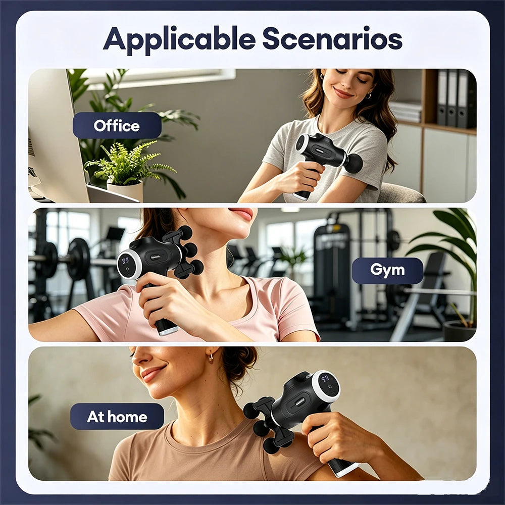 Portable Deep Tissue Percussive Massage Gun with 10 Attachments - 16