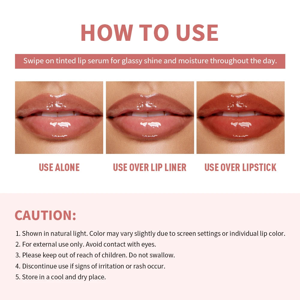 Hydrating Tinted Lip Serum for Plump Glossy Lips - 12