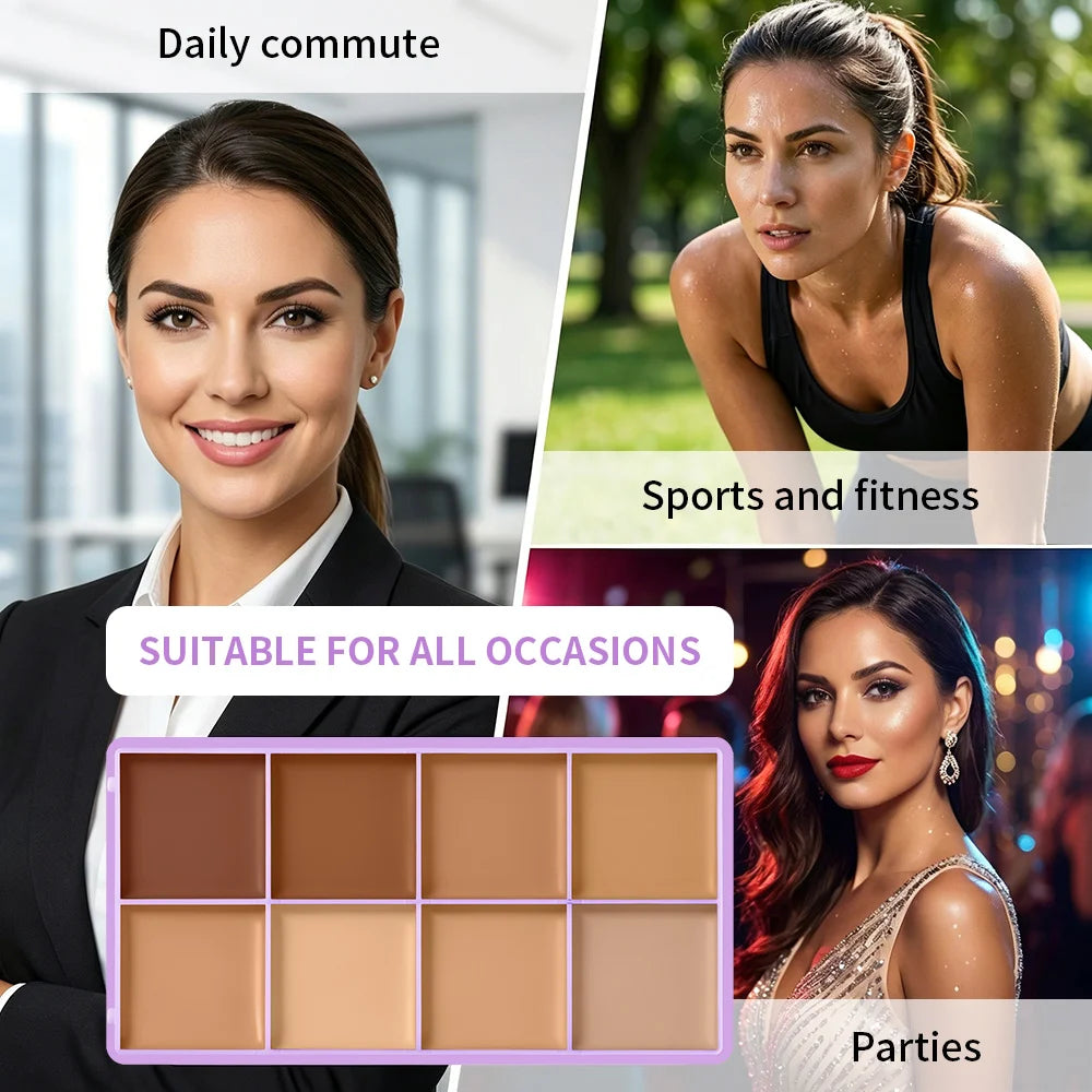 8-Color Professional Cream Concealer and Contouring Palette - 12