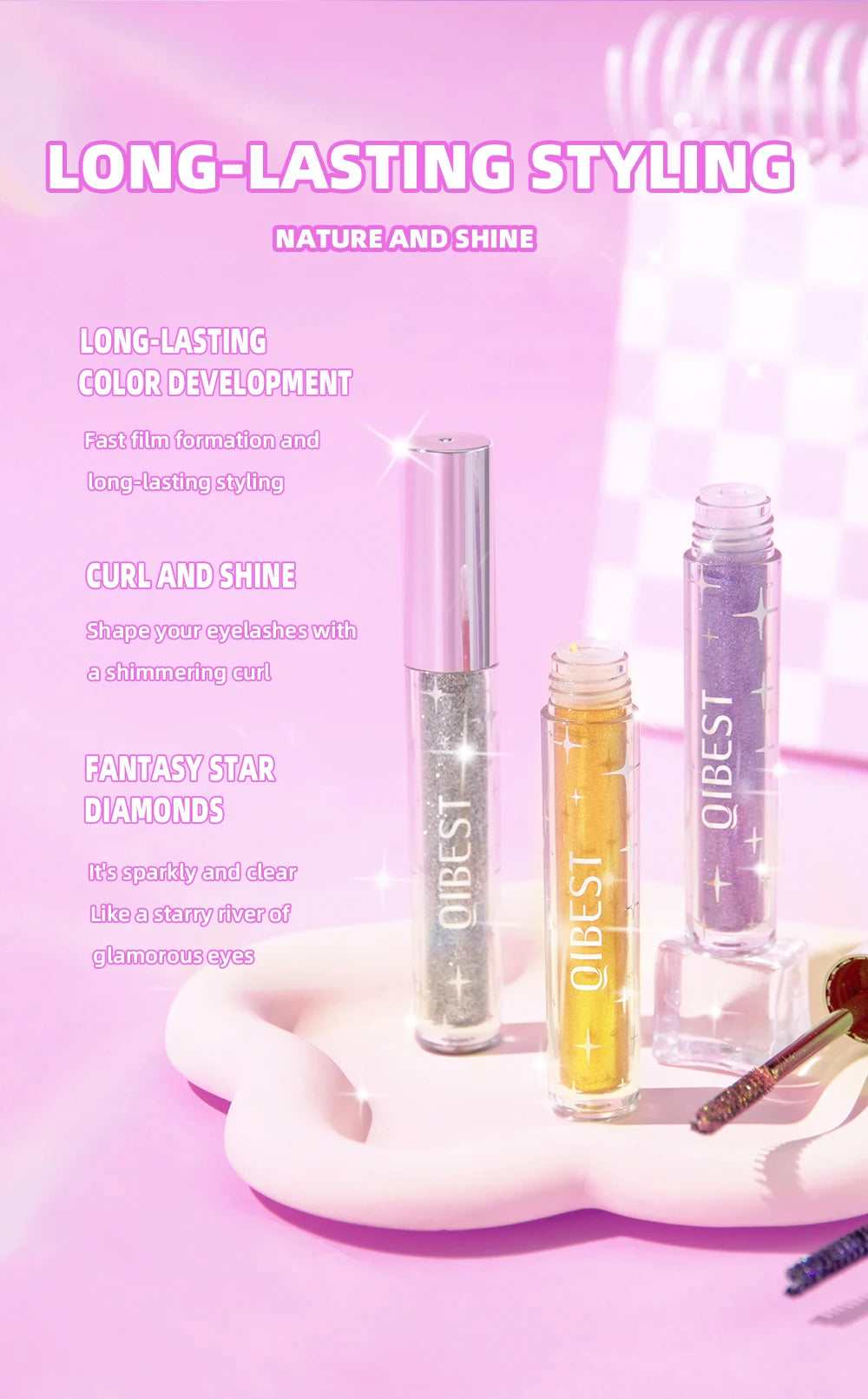 Diamond Glitter Mascara for Volumizing and Curling Lashes - 12
