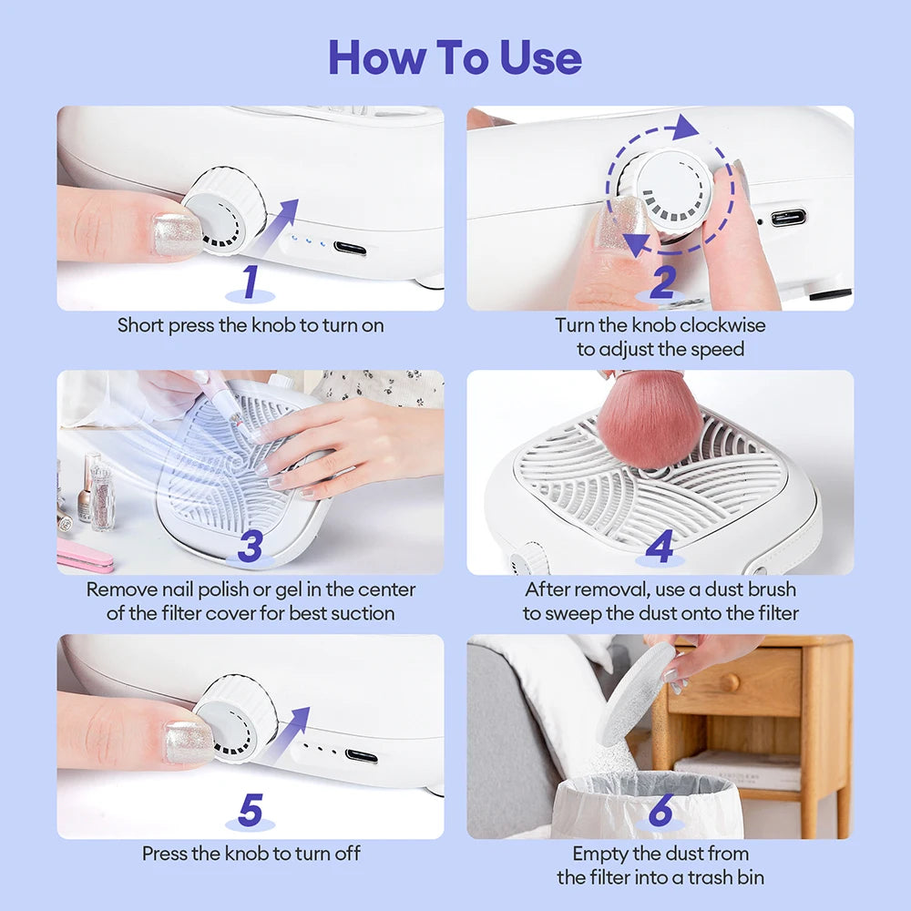 Portable Professional Nail Dust Collector Vacuum - 12