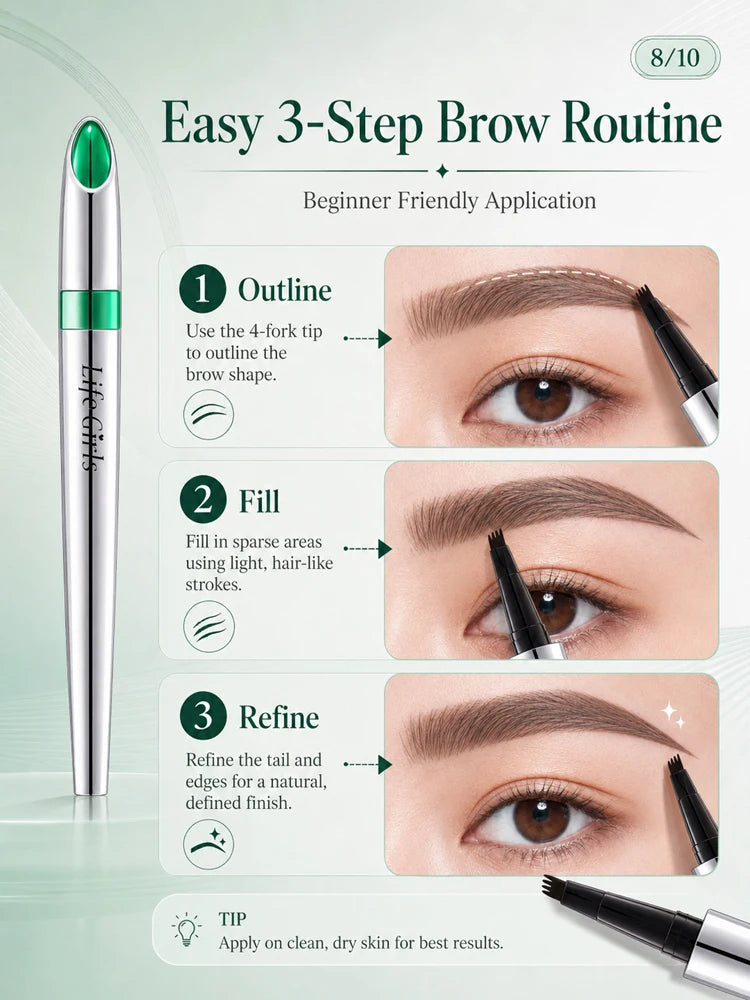 4-Fork Waterproof Eyebrow Pen for Natural Hair-Like Strokes - 14