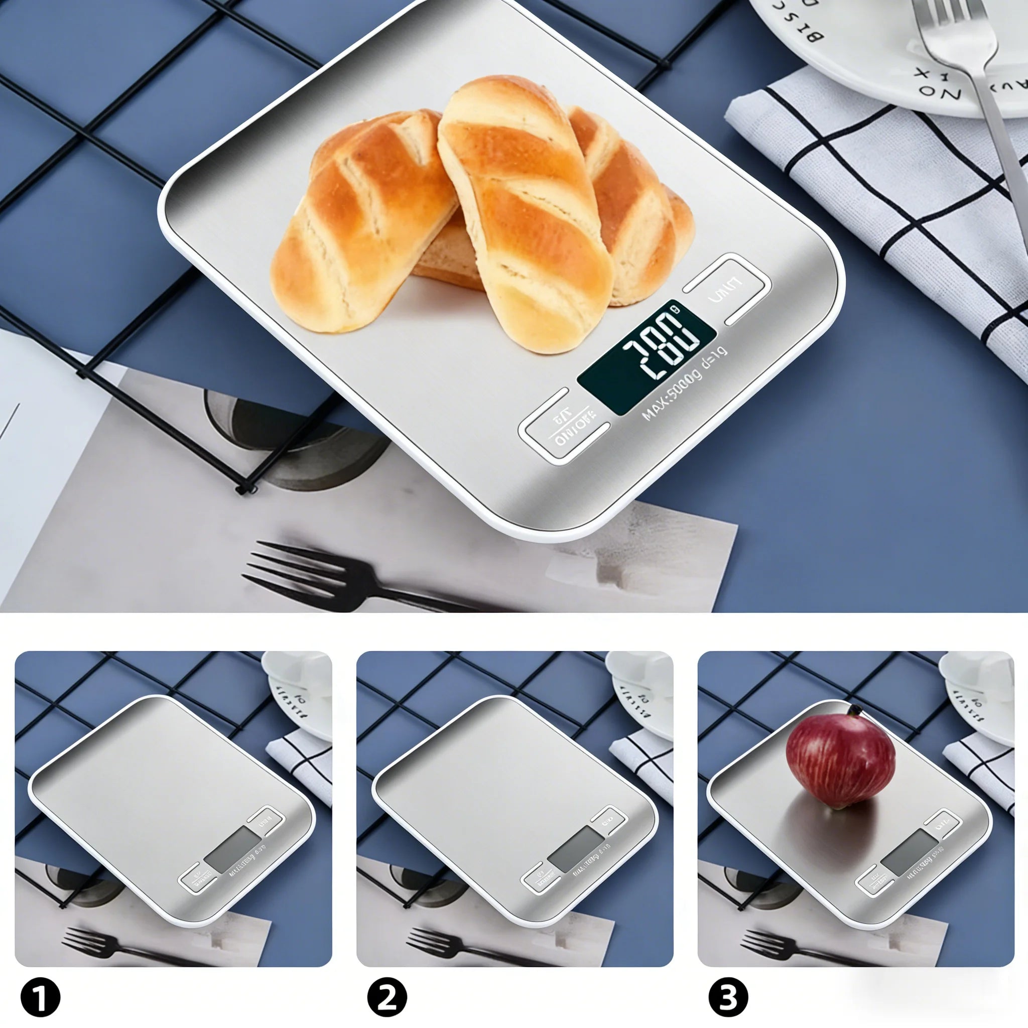 Digital Stainless Steel Kitchen Scale for Baking and Cooking - 4
