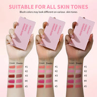 2-in-1 Cream and Powder Long-Lasting Blush Palette