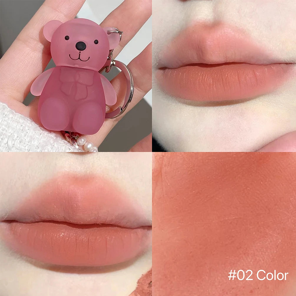 Portable Bear Keychain Velvet Matte Lip Mud - 28