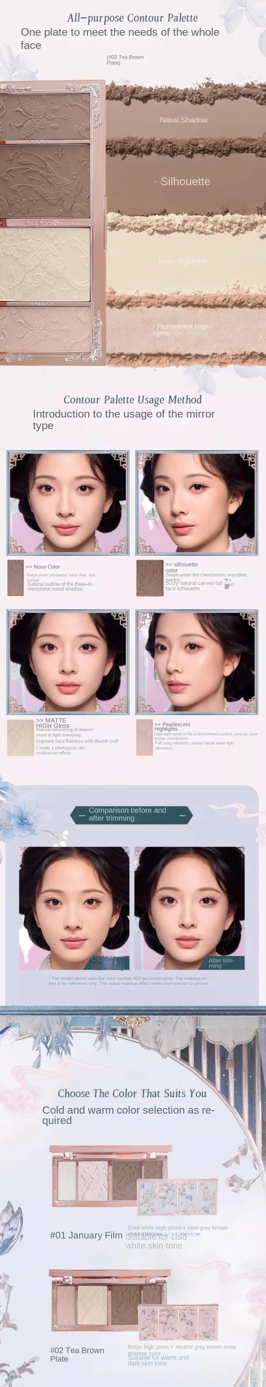 Embossed Face Contouring and Highlighter Palette - 9