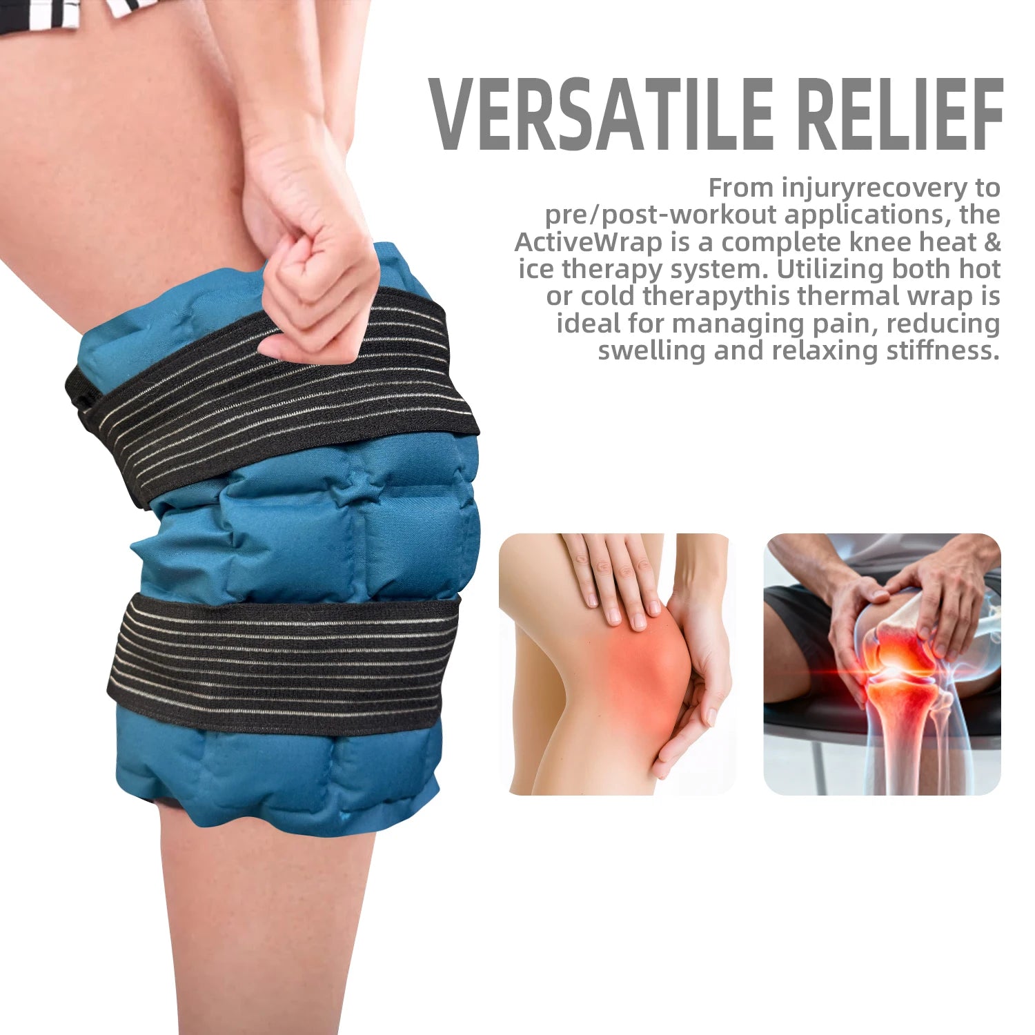 Reusable Hot and Cold Therapy Knee Ice Pack Wrap - 24