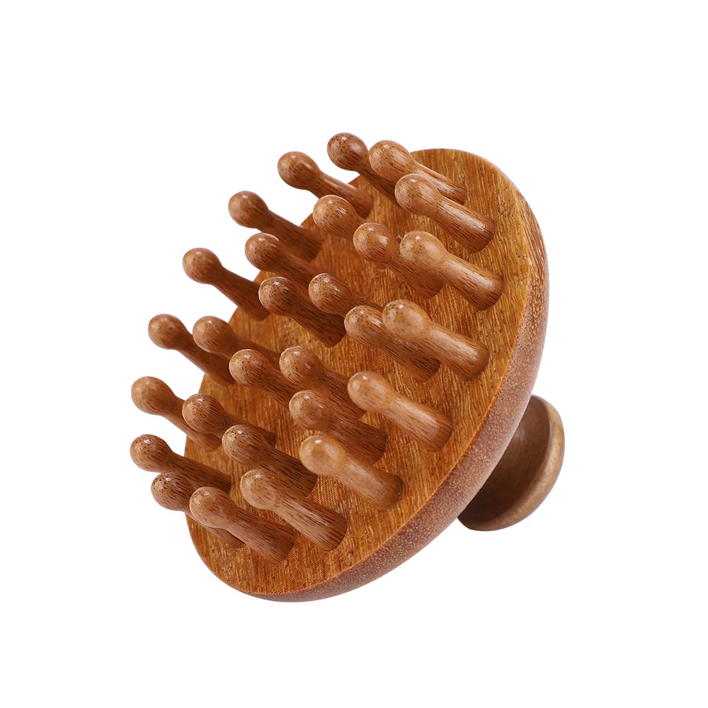 Wooden Meridian Massage Brush for Body and Scalp - 10