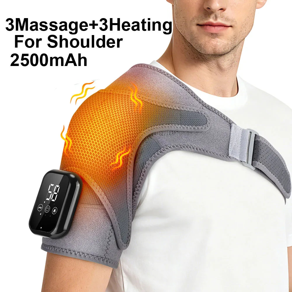 Electric Heated Shoulder Massage Brace with Vibration - 47