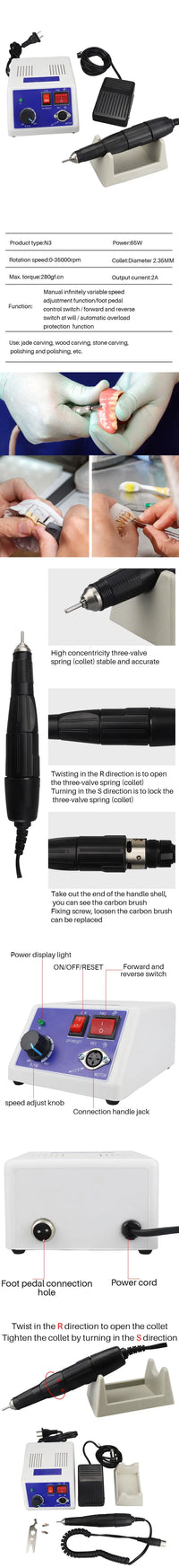 Professional Dental Lab Micromotor Polishing Handpiece System