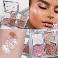 4-Color Shimmer Face Highlighter Palette