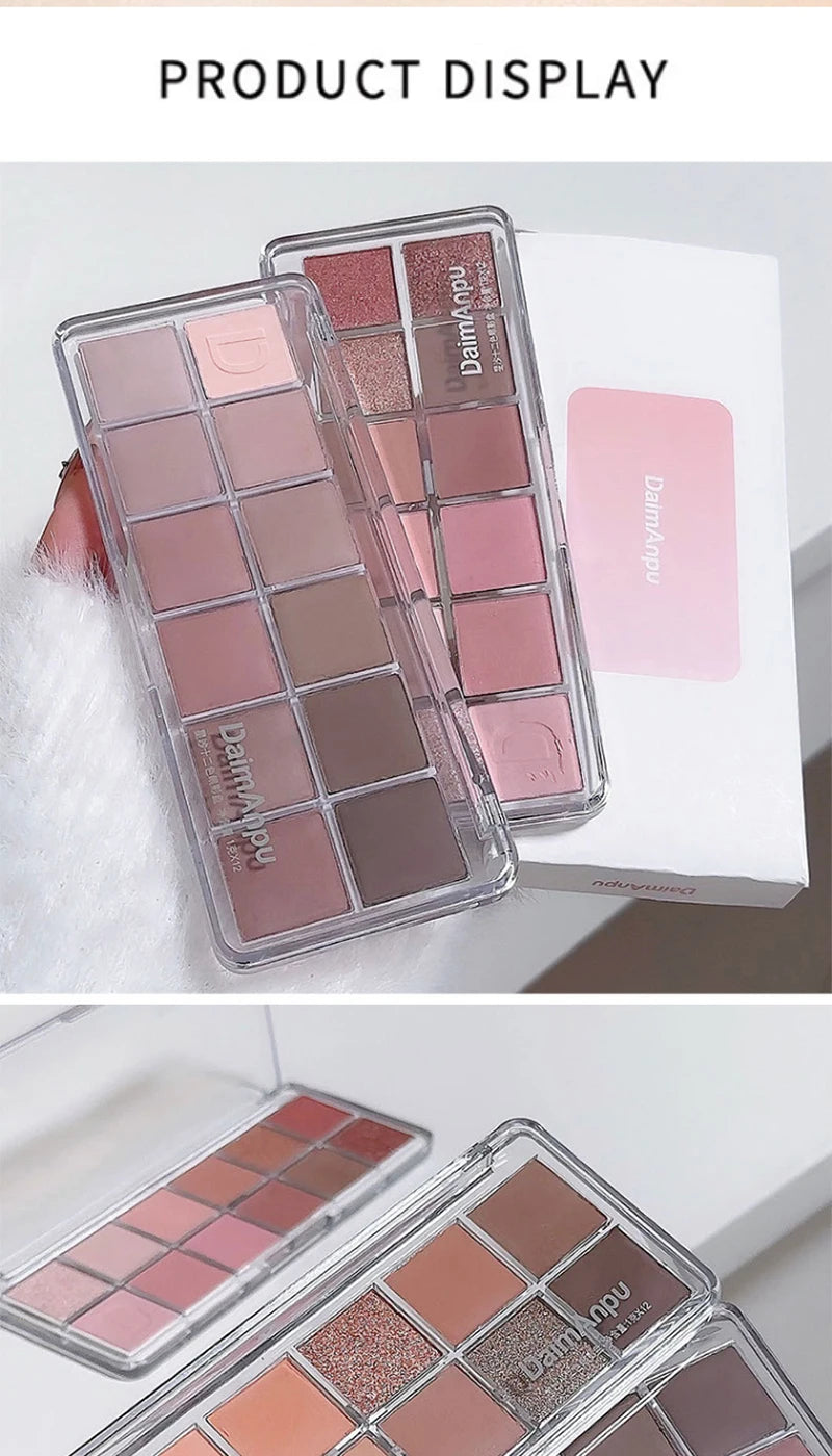12-Color Eyeshadow Palette - Long-Lasting Shimmer and Matte Shades - 15