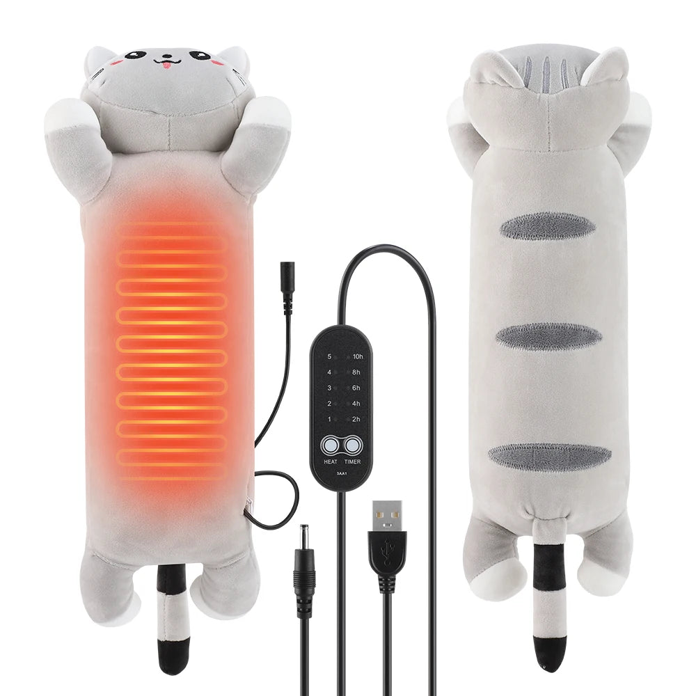 USB Heated Plush Cat Pillow for Cramp Relief - 20