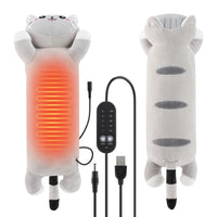 USB Heated Plush Cat Pillow for Cramp Relief