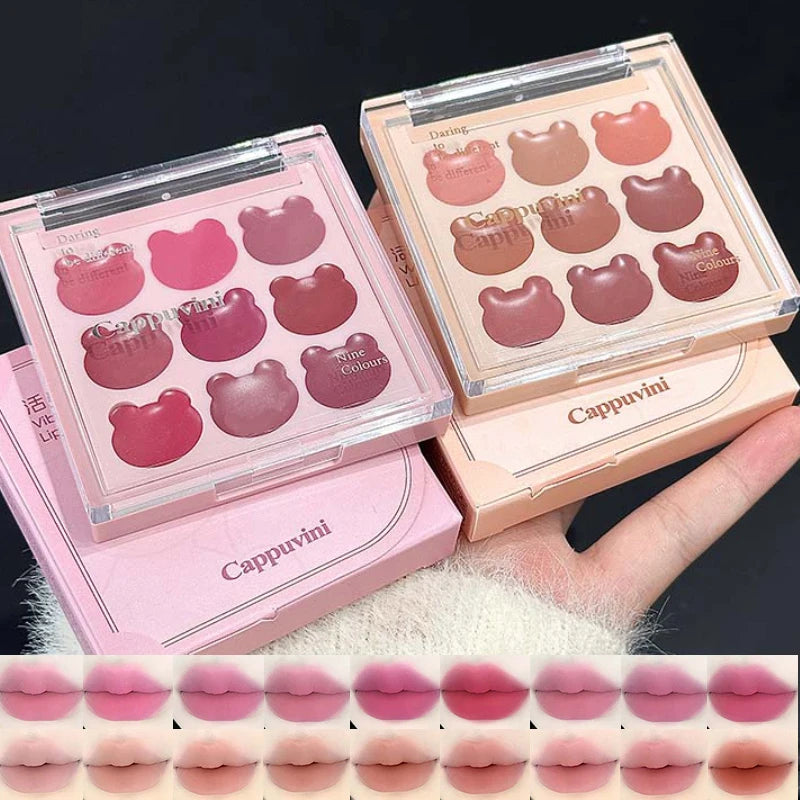 9-Color Velvet Lip Mousse Palette - Matte & Long-Lasting - 2