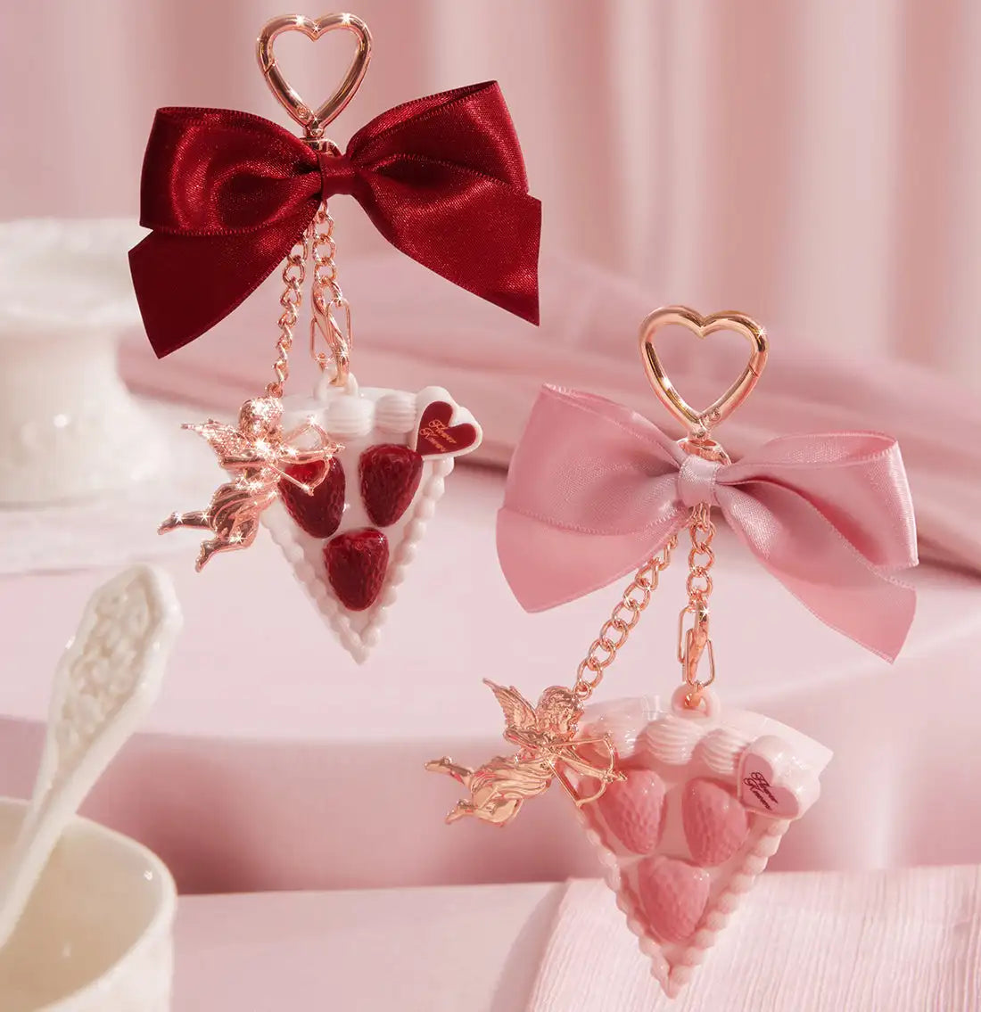 Portable Heart Waffle Makeup Powder & Solid Perfume Keychain - 11