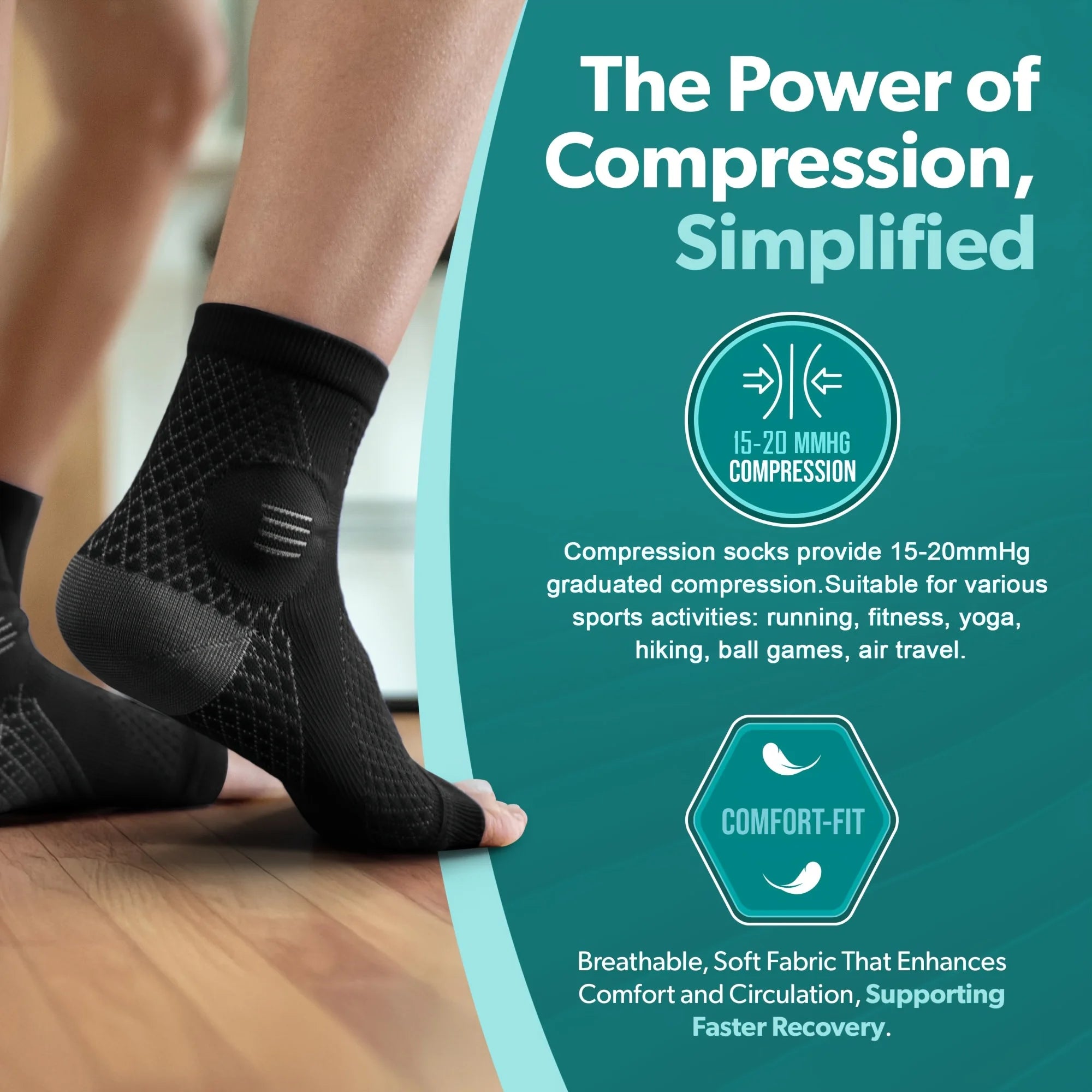 Ankle Compression Sleeves for Pain Relief and Support - 3