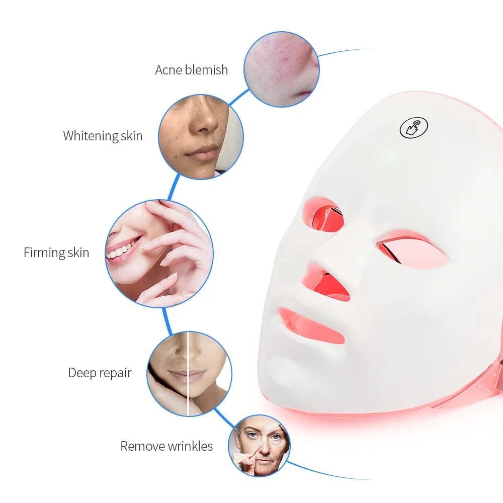 7-Color LED Photon Light Therapy Facial Mask - 12