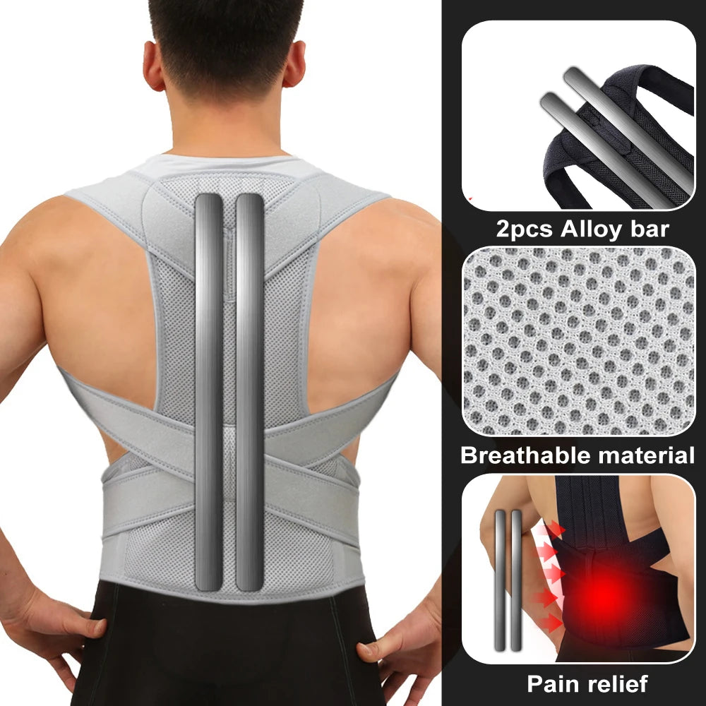 Adjustable Back Posture Corrector and Lumbar Support Brace - 4