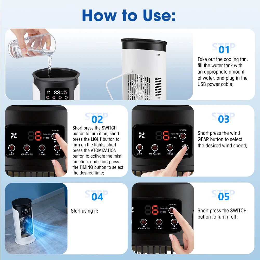 Portable USB Desktop Air Cooler and Humidifier - 9